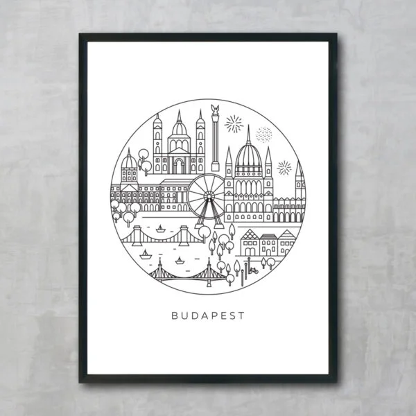 Papírfalva Budapest plakát - fehér - A/5