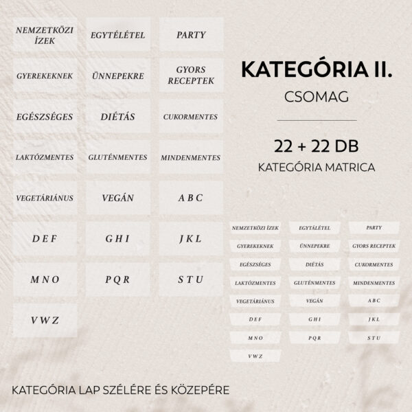 Kategória matricák - 22 + 22 db - Kategória II.